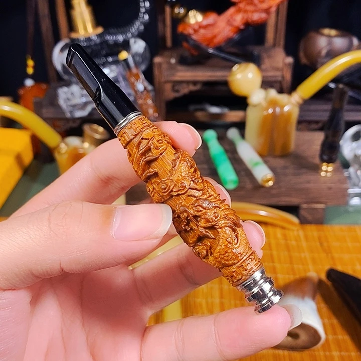 高端大气上档次金丝楠木烟嘴