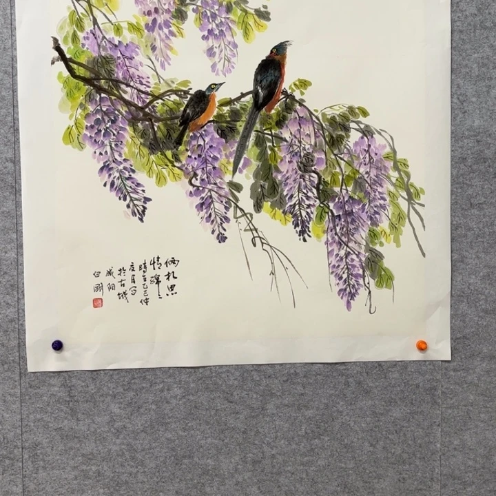 国画花鸟等图案为一体而