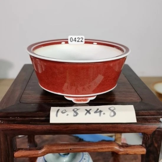 花***山陶手工手绘大德堂釉盆