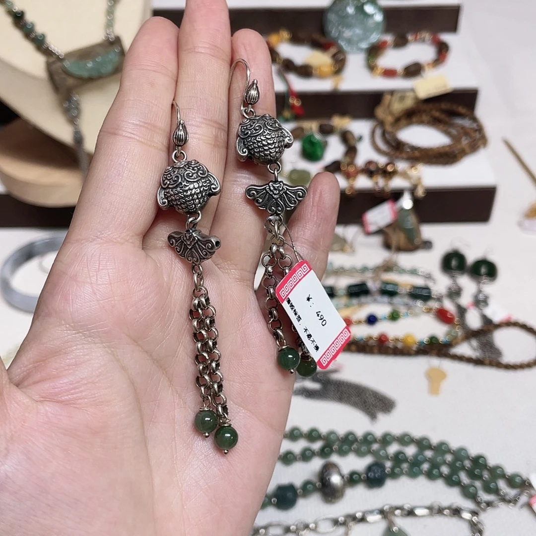 足银足银錾刻配饰耳环