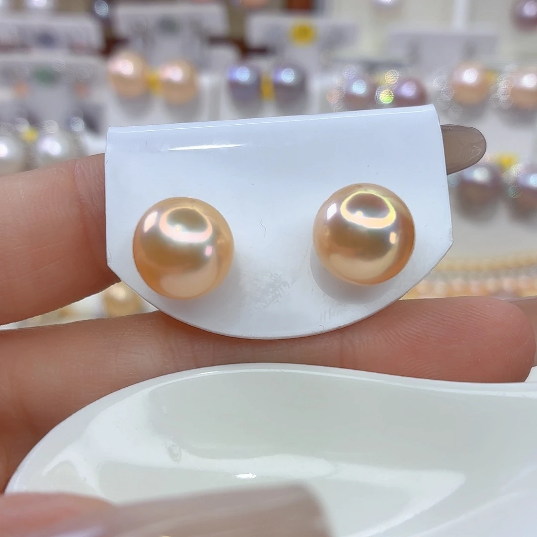 淡水珍珠银S925镶嵌耳饰
