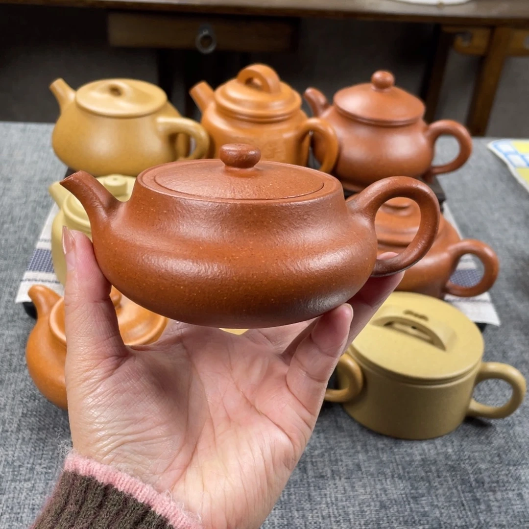 紫砂茶壶红降坡桑盘全手30目190