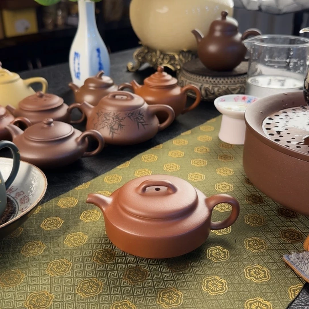 茶壶紫砂红皮龙周盘容量130cc功夫茶必备