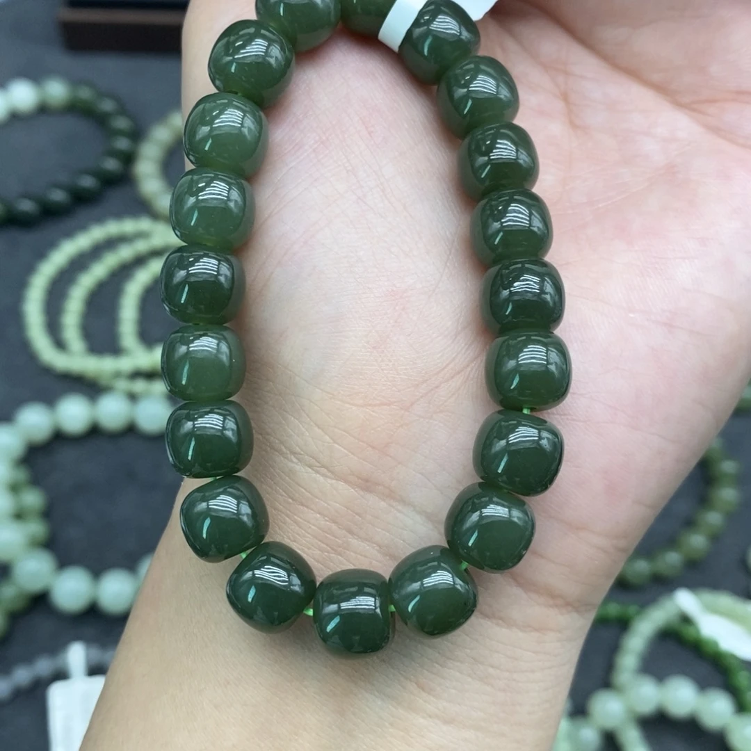 和田玉未镶嵌手链卡10青黄口老型珠