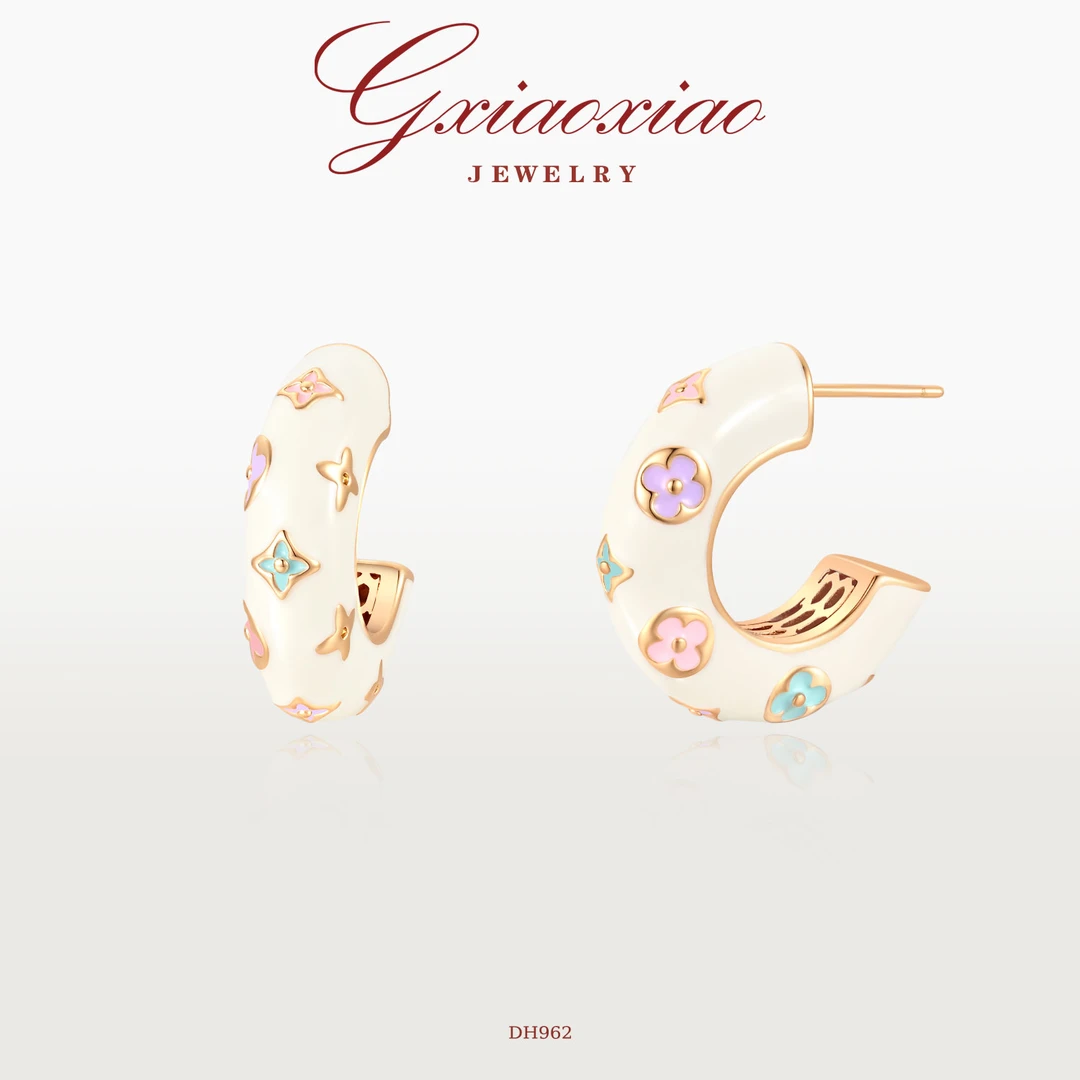 G XIAOXIAO 镀K金 法式气质时尚百搭高级感老花耳环 DH962