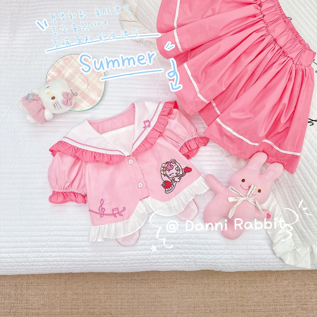 「Dannirabbit」【学院风】元气少女夏季海军领女童套装新款【X-8145】