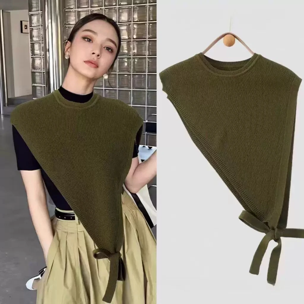 Love is long新款斜肩女披肩高级感复古小众设计三角针织披肩