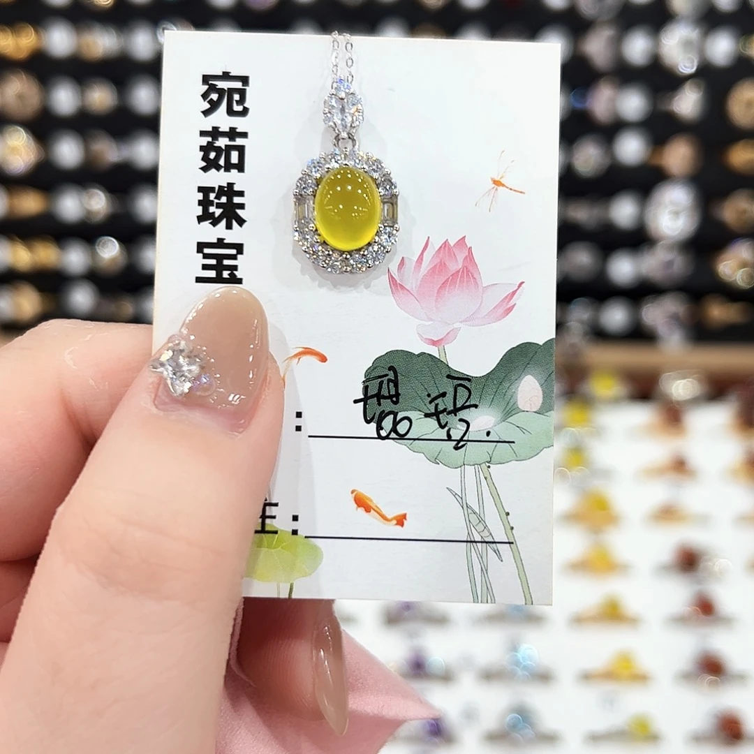 蛇纹石玉银S925镶嵌颈饰琨*项链
