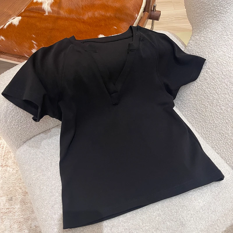 ZUOXIAOQI剪刀领极简T恤13（衣长52-58/胸围84-96）