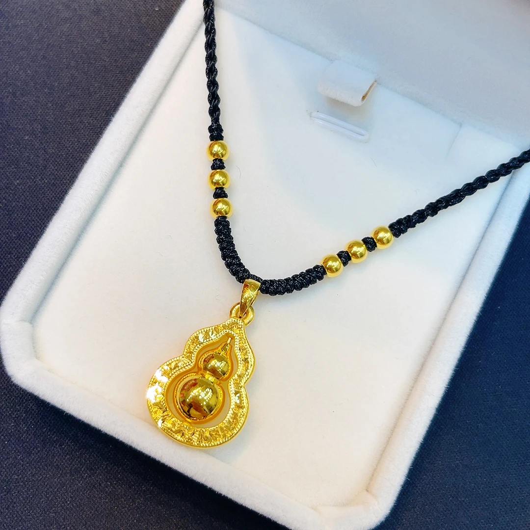 足金999葫芦吊坠编绳项链