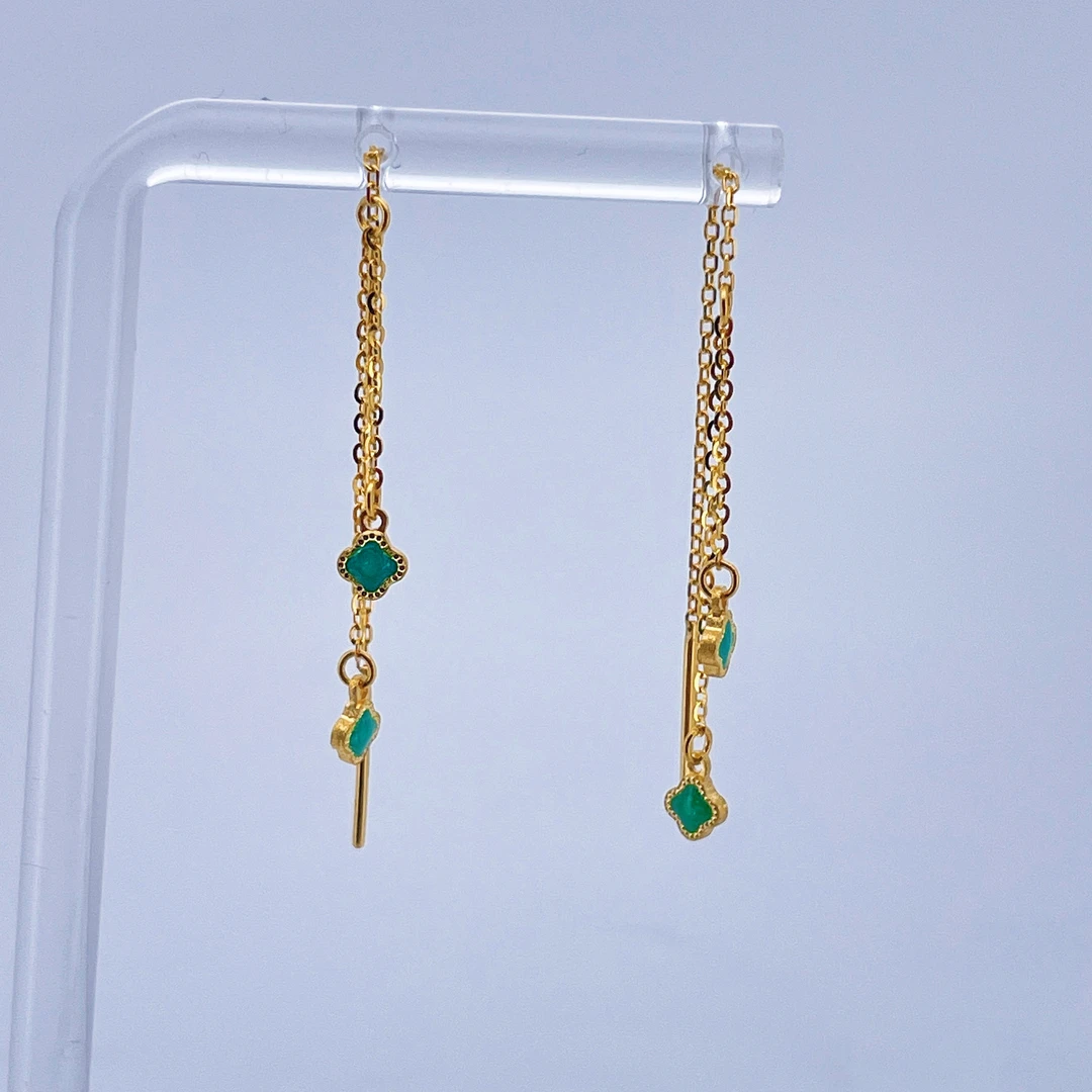 足金999黄金宝石金耳线1.68 2415012212