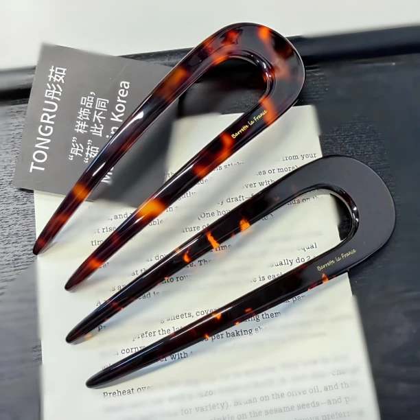 韩国France超厚醋酸新中式u型发簪简约百搭丸子头盘发ins风发簪女