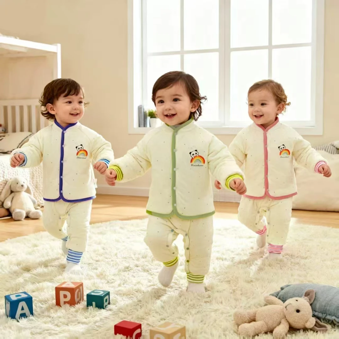 宝宝A类180克棉服棉衣冬季保暖家居服套装睡衣卡通风