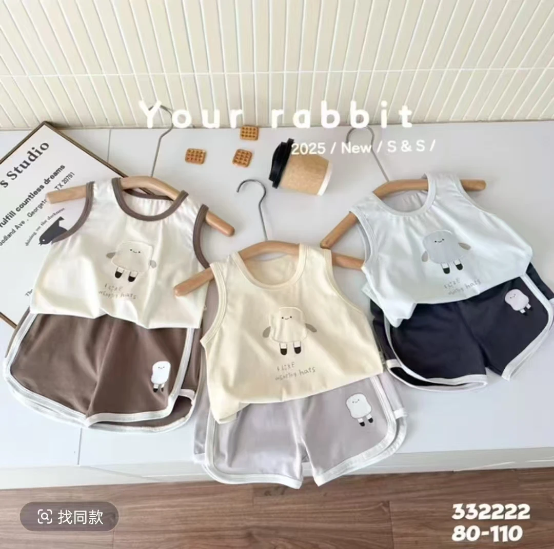 玥儿兔卡通动漫套装小童女宝运动夏季婴幼儿森系套头男薄款