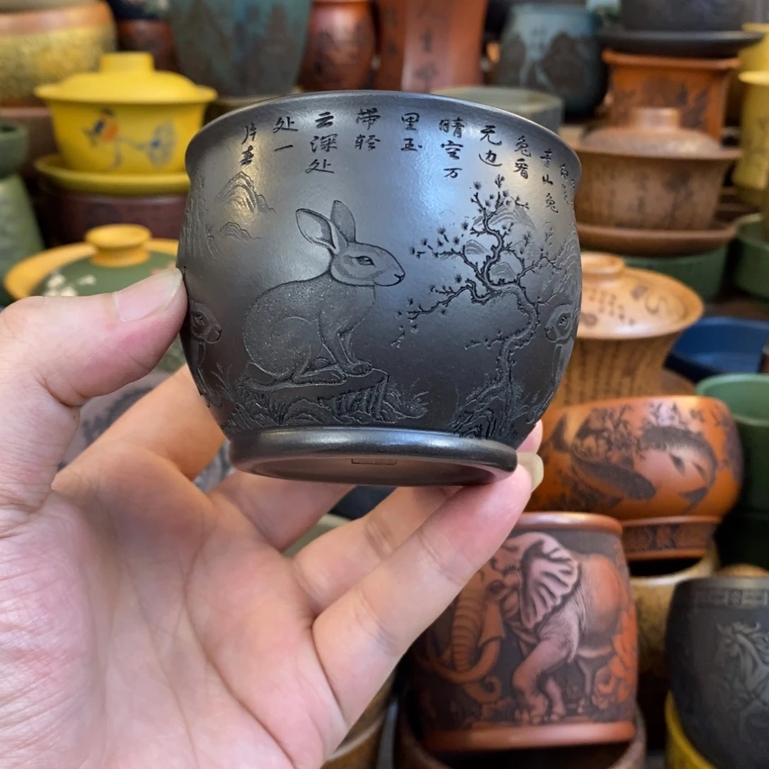 紫砂杯子宜兴全手工紫砂杯