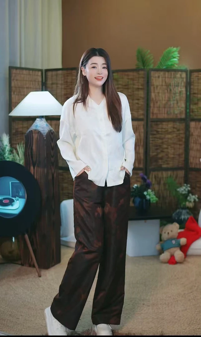 杯子家《油丝直筒蚕丝棉裤》秋冬保暖显瘦长裤