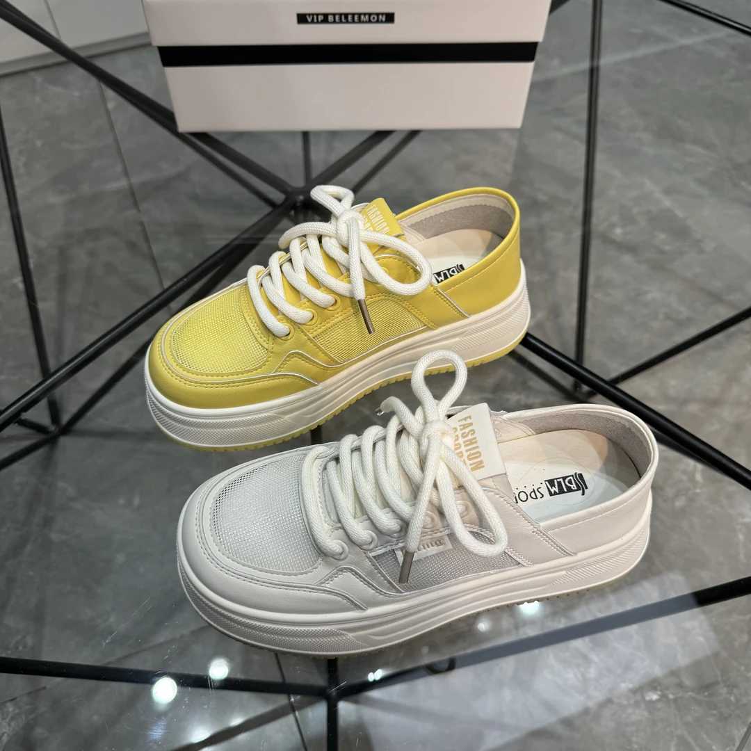 单网小白鞋可两穿～<4厘米>百搭平底小白鞋舒适透气网面板鞋