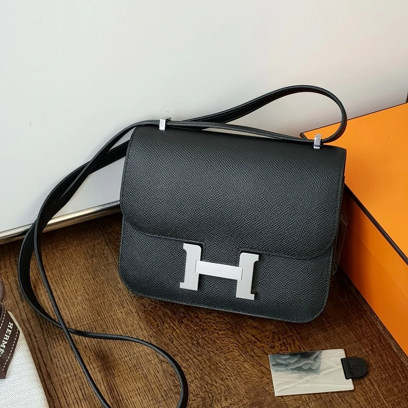 99新 Hermes/爱马仕 Azul - K刻黑银E皮康康19斜挎包 51056