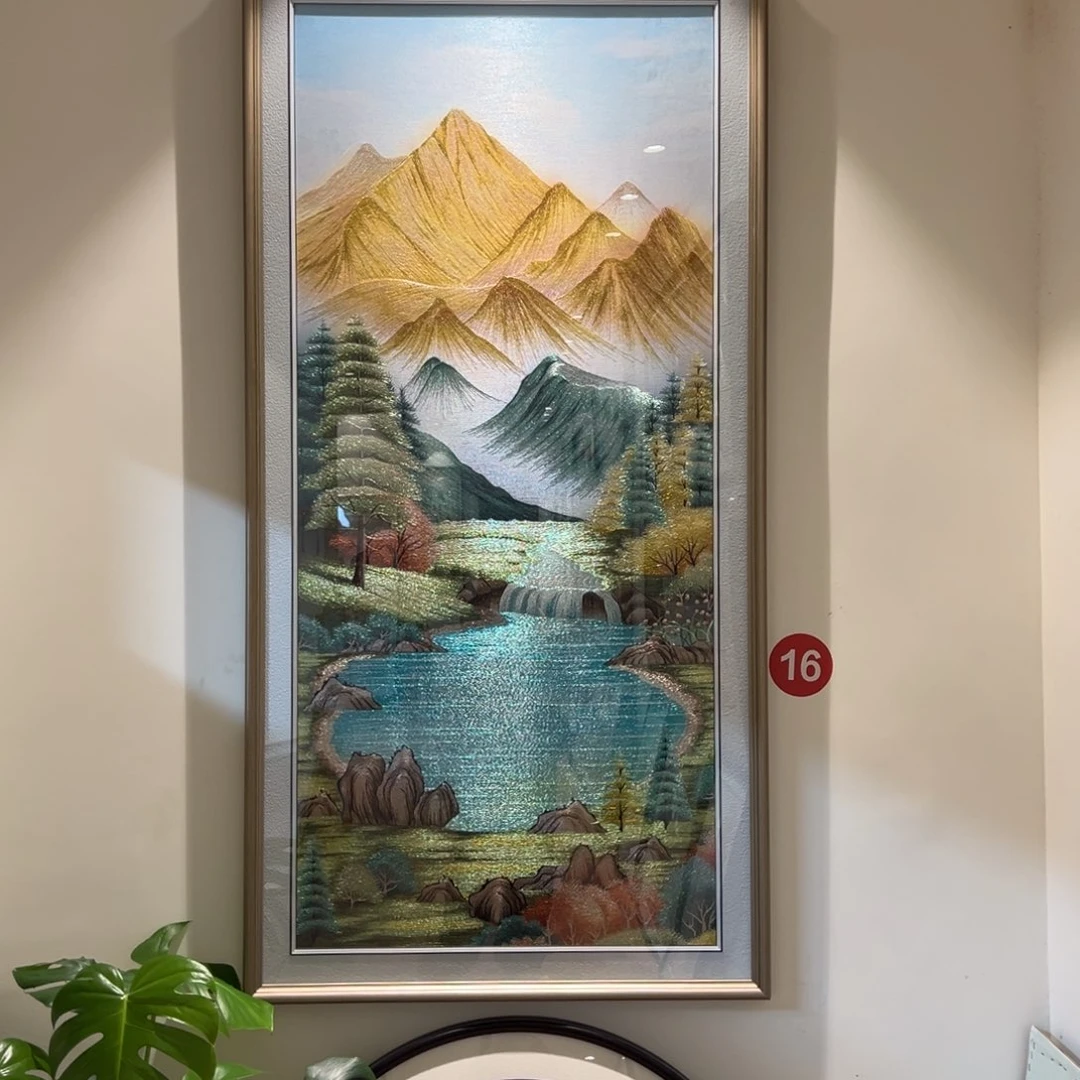 竖款金山聚宝盆金色实木包安装