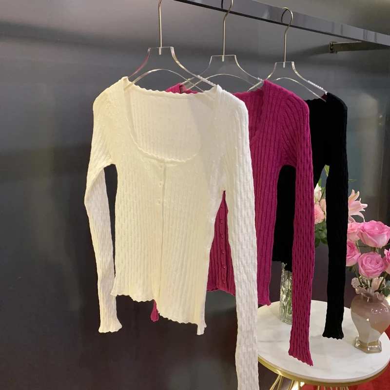 魅鹊 650 春季方领修身显瘦上衣小衫