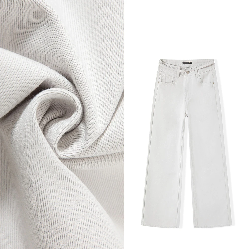 2025早春新款月光灰薯条裤高腰设计腰带四面弹时尚窄版直筒休闲裤