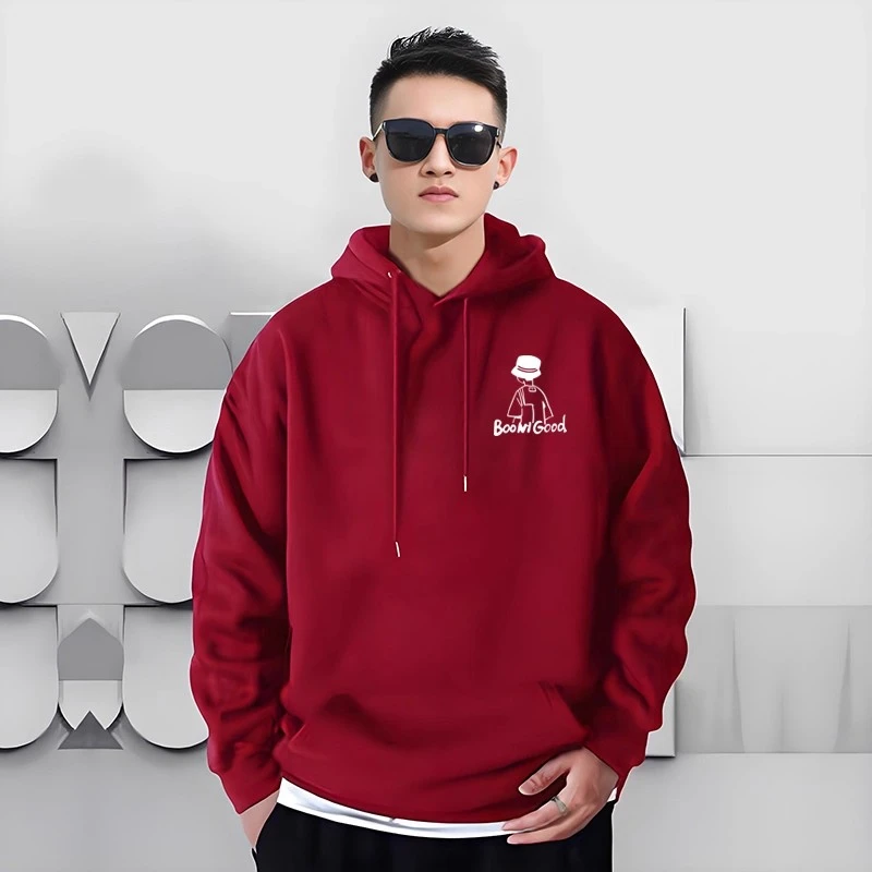 仓石一树秋冬款男士连帽加厚红色衣服卫衣男款加绒高级感男装潮