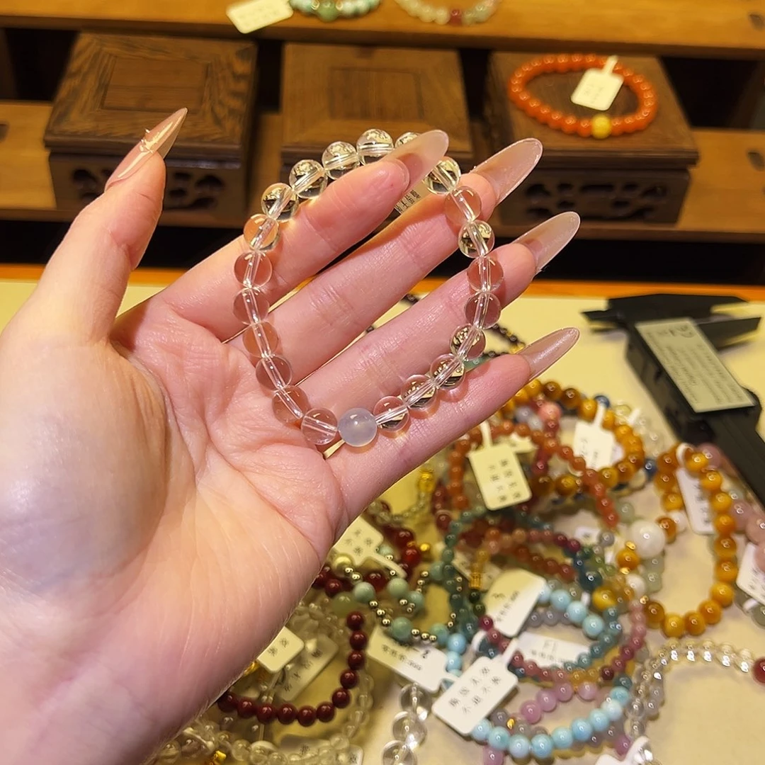 水晶手链银S925镶嵌白水500