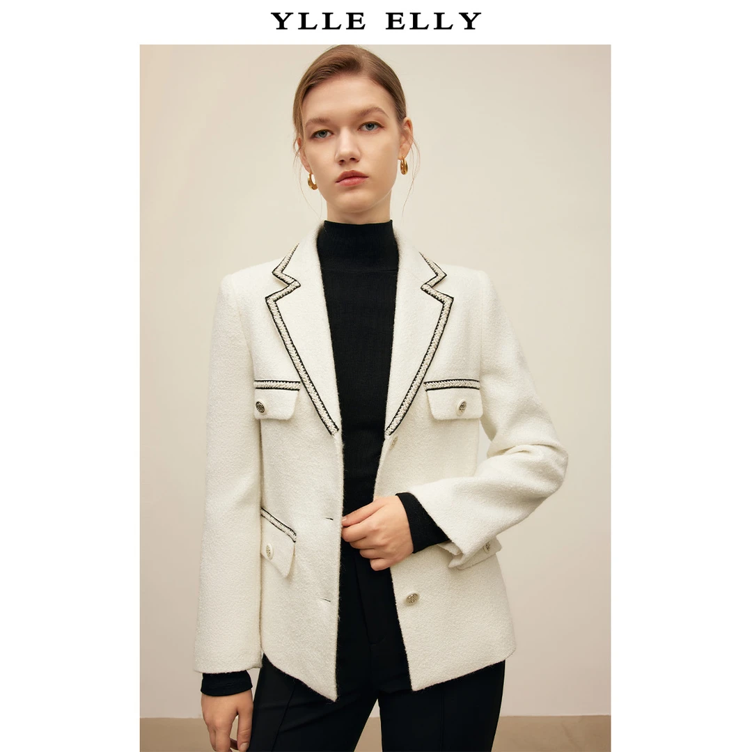 百搭羊毛外套女法式气质小香风设计感毛呢西装外套Y421302427