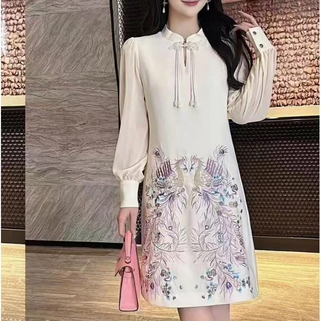 【南油玲姐】白色长袖连衣裙84825