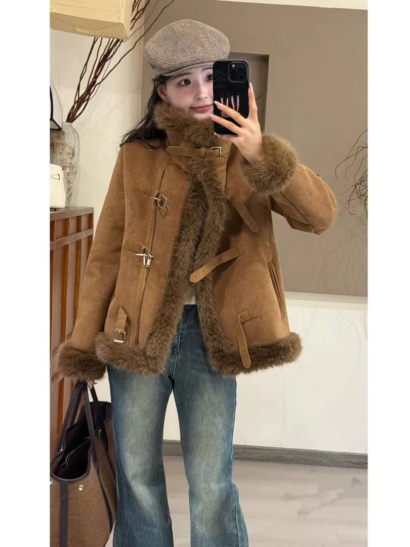 【蜜爷家】机车款皮毛一体外套11068#