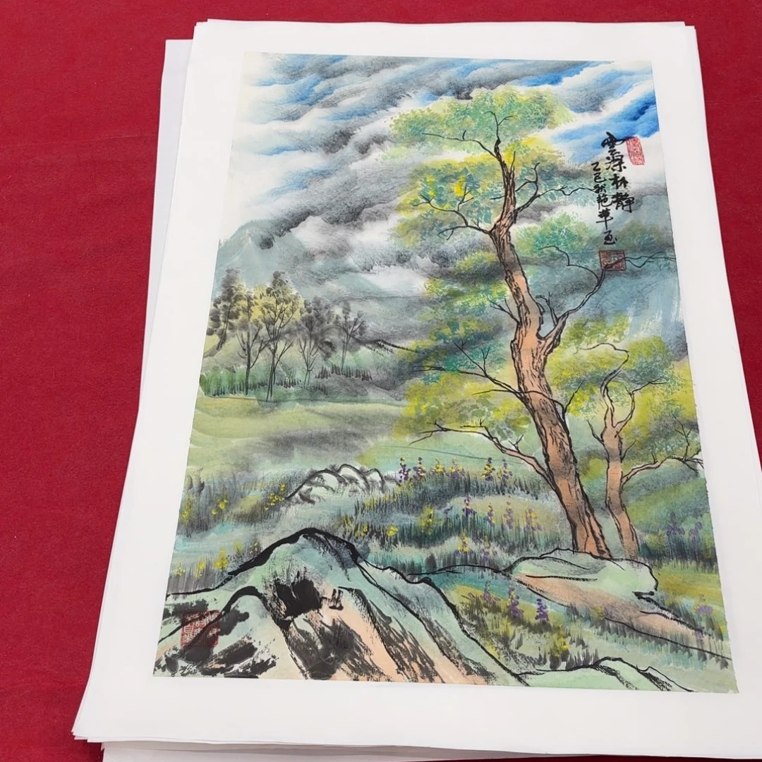 国画花鸟等图案为一体而得