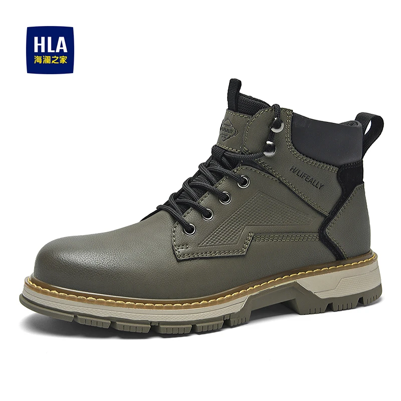 HLA/海澜之家男鞋2025秋冬新款英伦风男士马丁靴户外休闲工装靴子