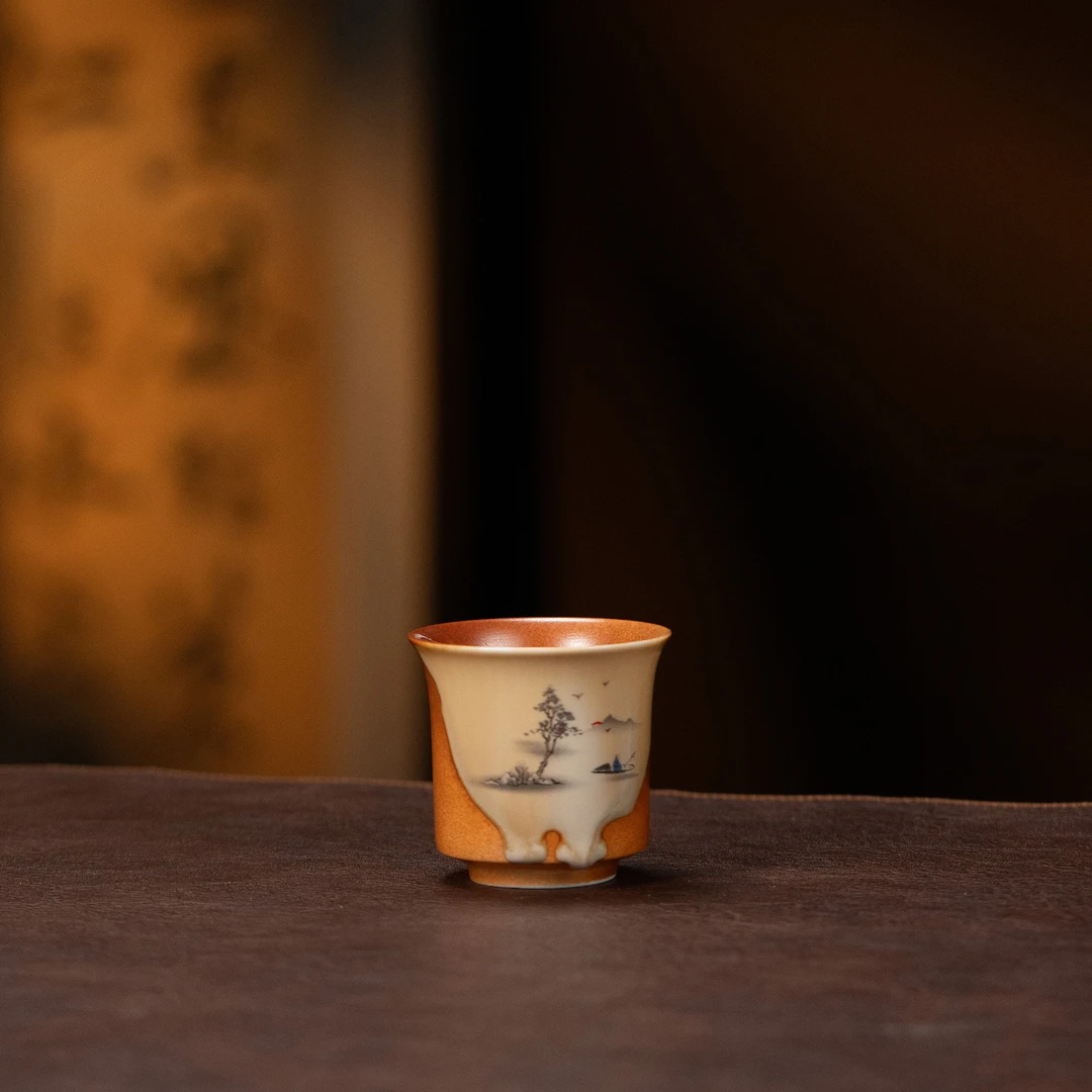 【利贞丨山水品茗杯】仿古苏打烧手工制主人杯 120cc福利系列