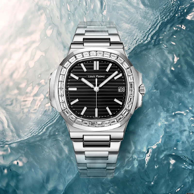 【云仓直发】鹦鹉螺黑面男士时尚潮流个性腕表日历款防水-杰