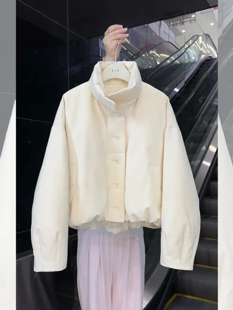 白色立领派克服外套女冬季2025年新款爆款潮小香风短款棉衣棉服