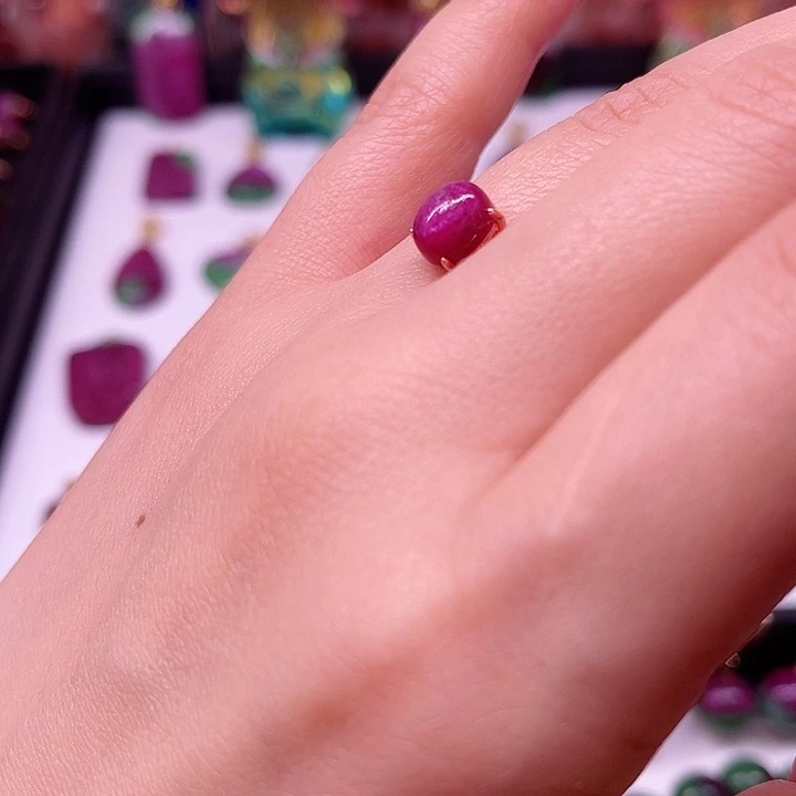 红宝石戒指银S925镶嵌