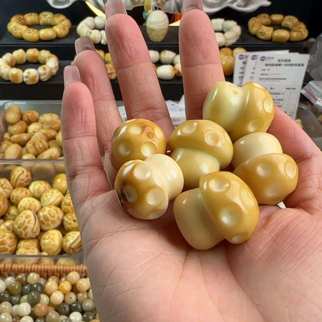 手串菩提根/象牙果微瑕牙果炭烤蘑菇3颗