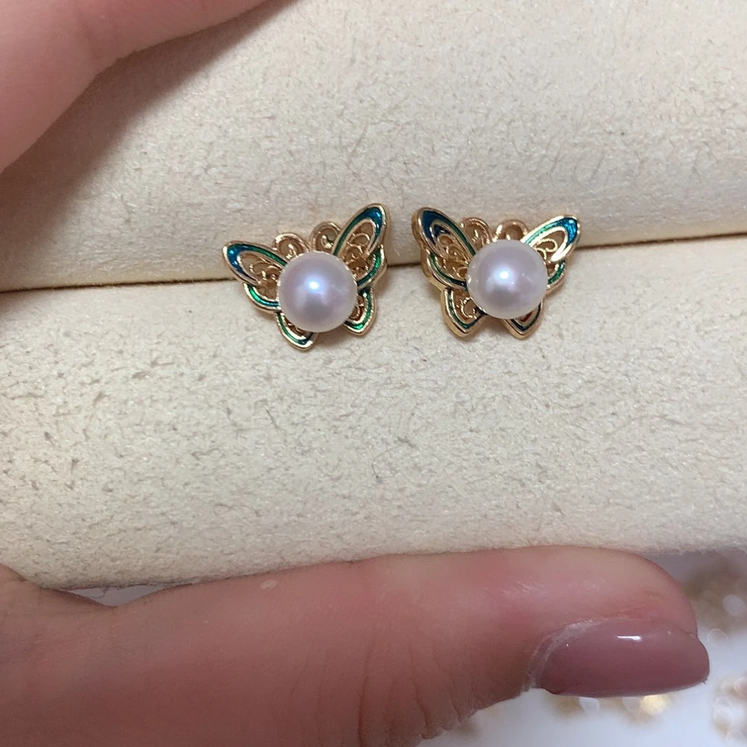 淡水珍珠耳饰合金