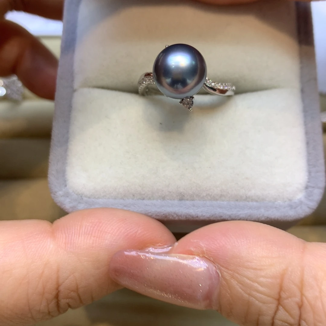 银S925镶嵌戒指海水珍珠
