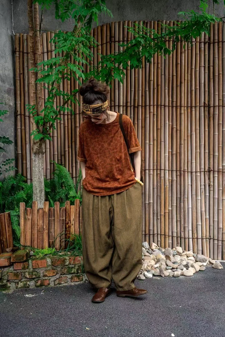 木木棉麻分享（疯子张）08494圆领套头百搭做旧均码纯棉夏季女款T恤