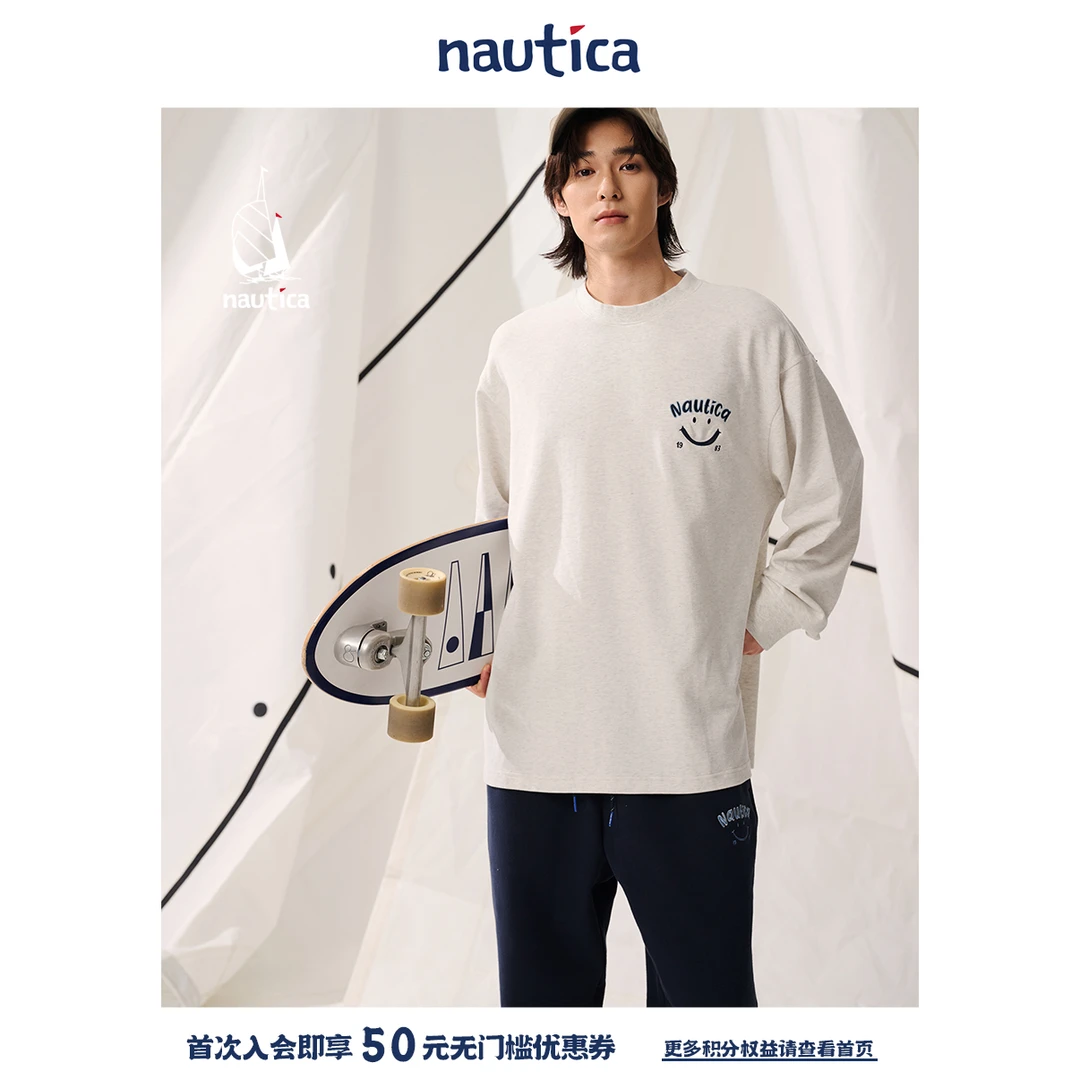 Nautica White Sail明星同款长袖圆领T恤TW5382