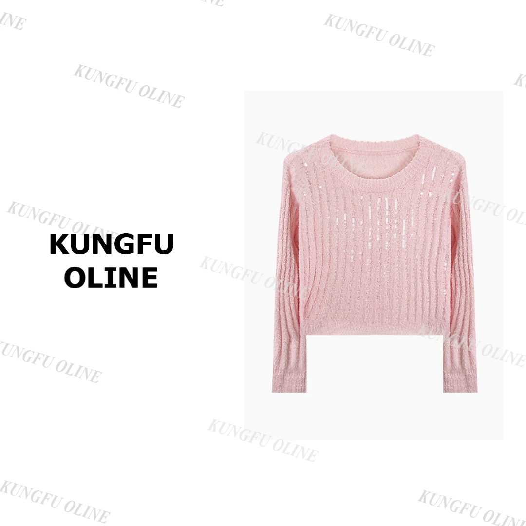 【黄满满】MY4111复古提花秋冬高级百搭设计师长袖针织衫