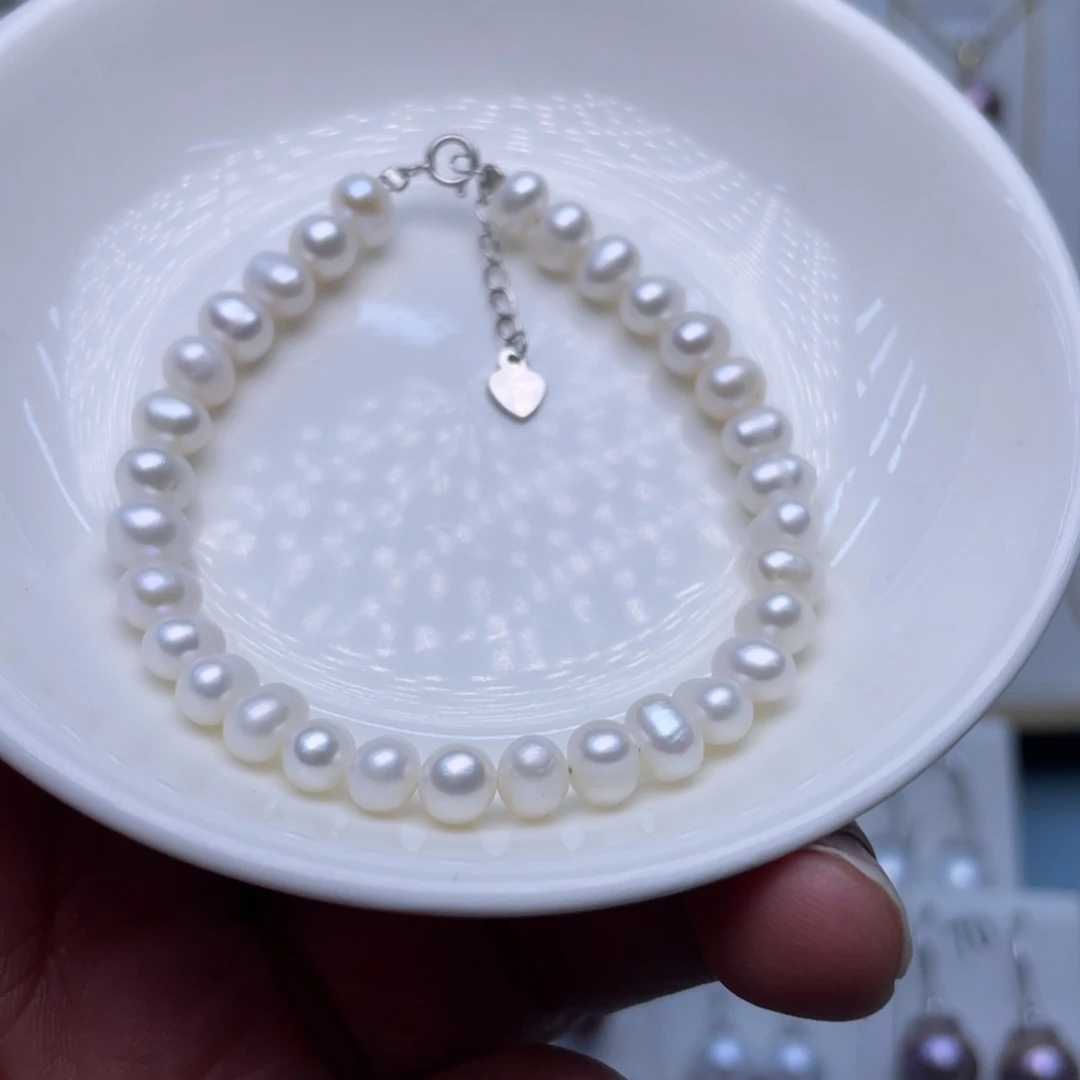淡水珍珠银S925镶嵌手链