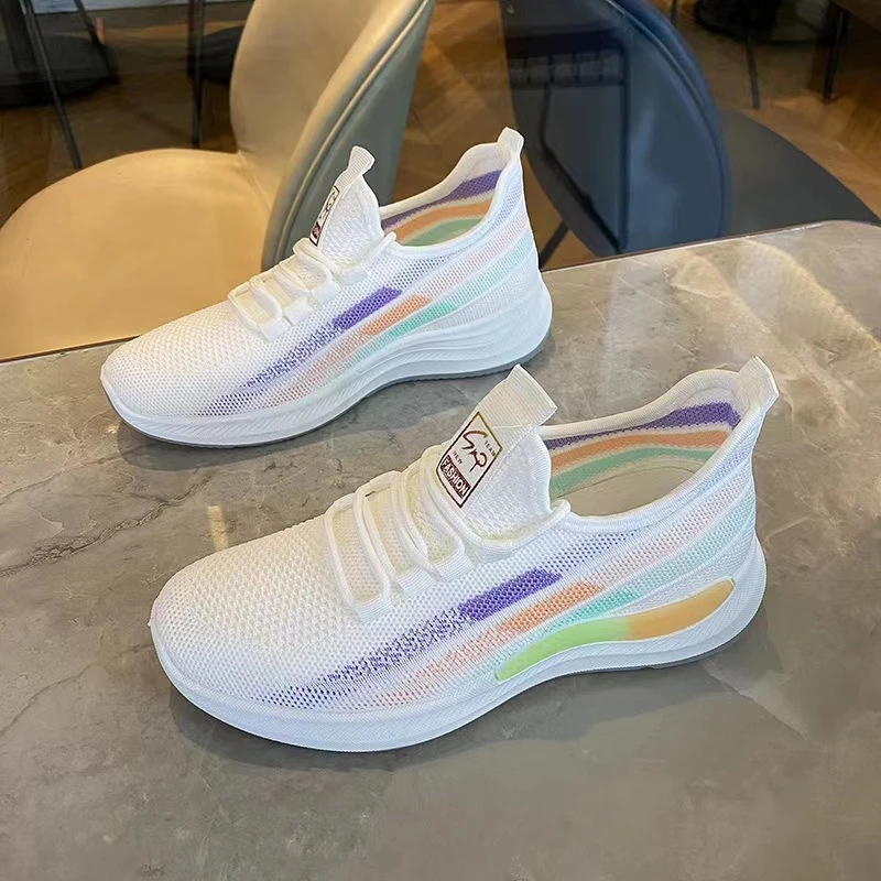 夏季时尚飞织网面轻便舒适百搭软底跑步休闲运动鞋潮流女鞋妈妈鞋
