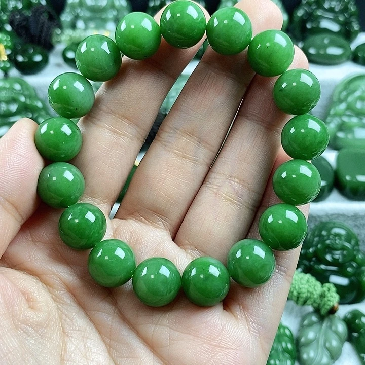 和田玉(碧玉)未镶嵌吊坠(不含链)12mm