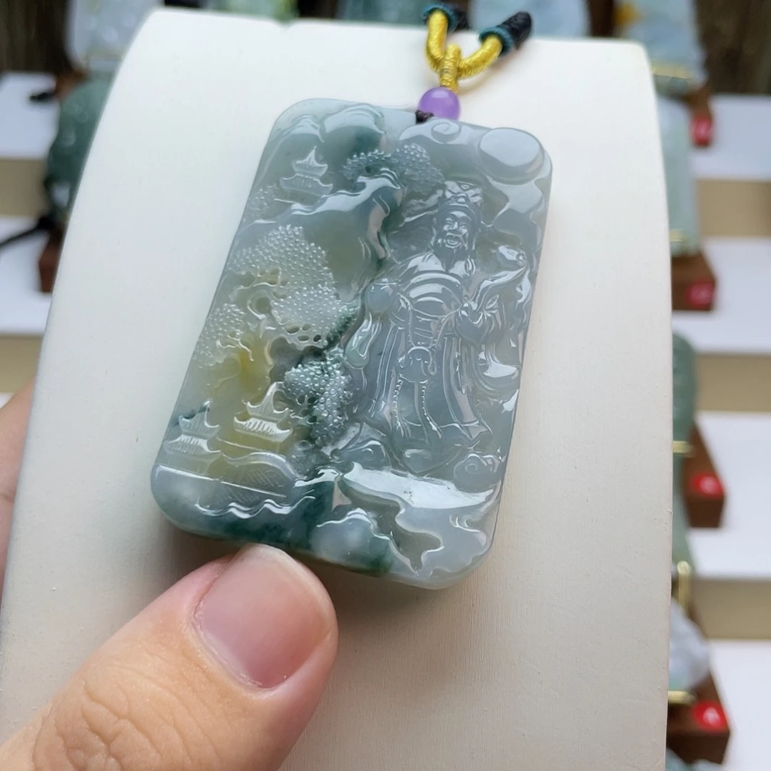 翡翠未镶嵌吊坠(不含链)山水财神