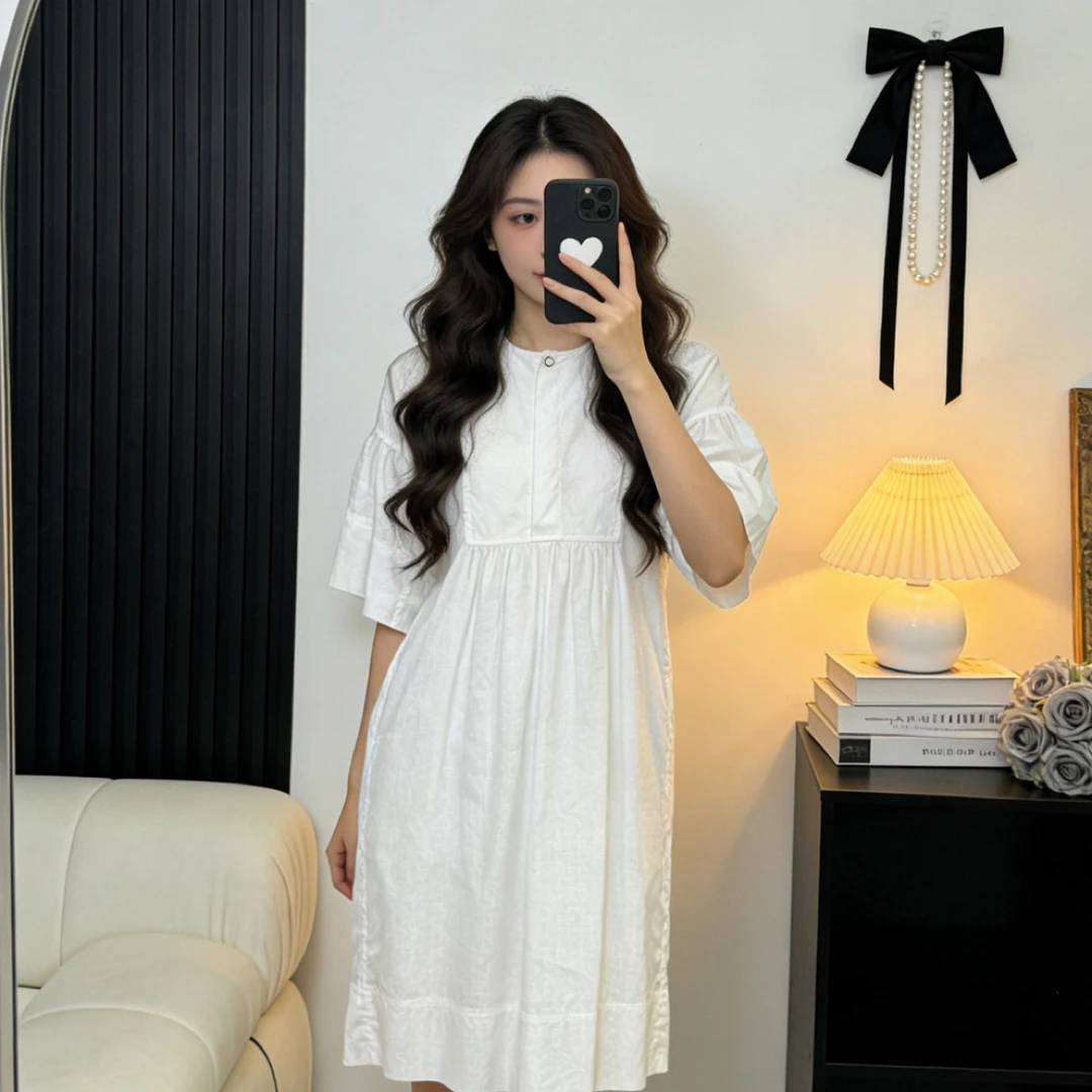 99新 Hermes/爱马仕 D500059/H暗纹满印衫式连衣裙/36码