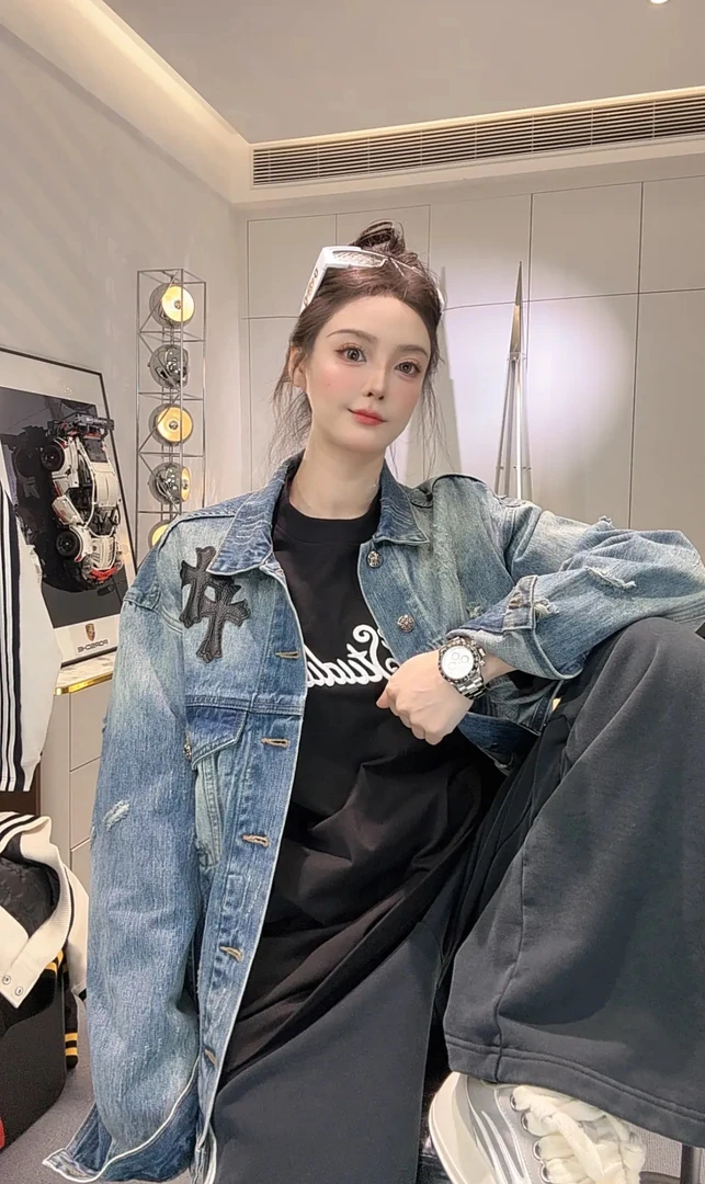 钱老板【十字架重磅牛仔外套】同宗工厂质量！！情侣款