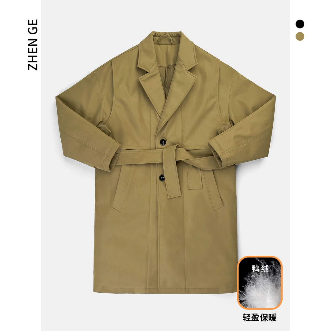 甄哥定制*冬季男士新国标白鸭绒时尚百搭中长款大衣版型羽绒服