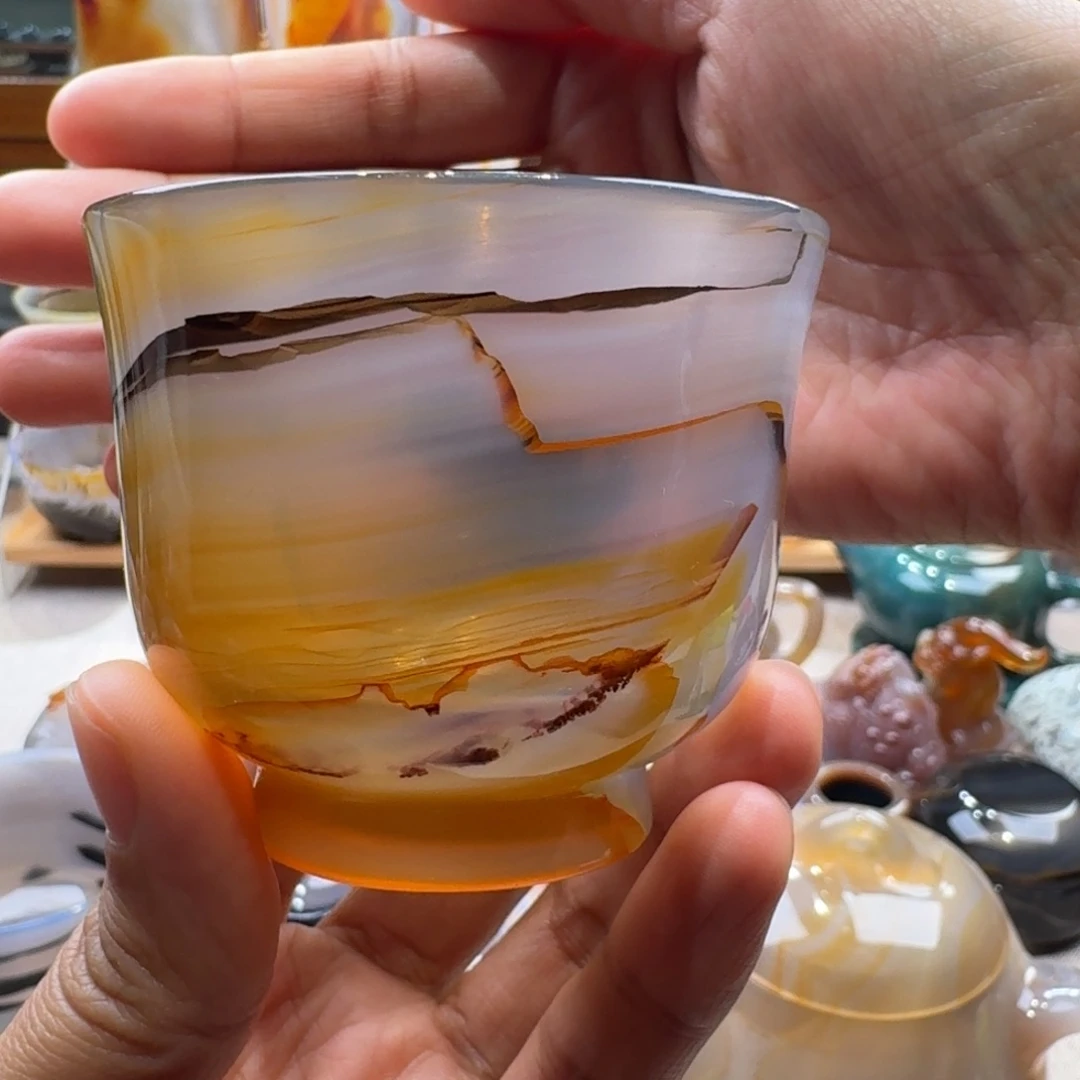 蓝***图玛瑙/玉髓未镶嵌玛瑙茶杯